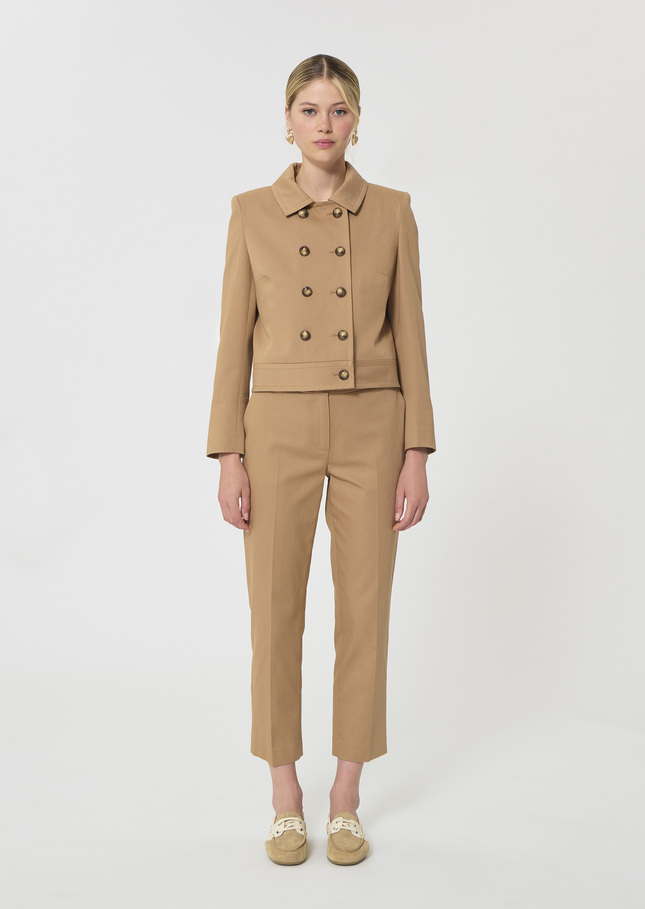 Veste Virginia beige en garbardine de coton Miel TARA JARMON