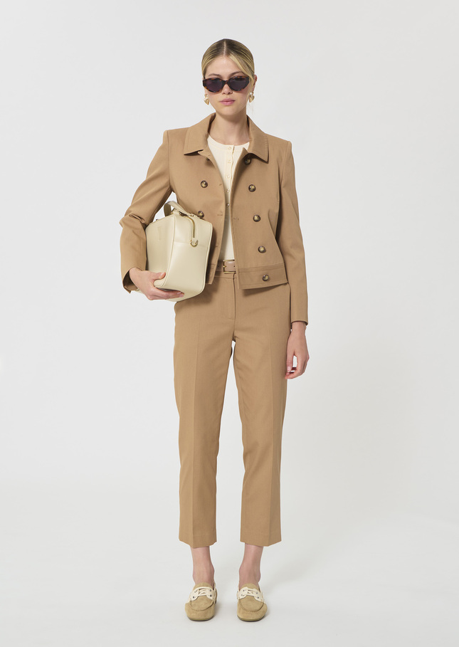 Veste Virginia beige en garbardine de coton Miel TARA JARMON