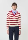 Pull Paolina rouge à rayures en coton Cerise, Mimosa TARA JARMON