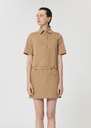 Robe Rivy beige en garbardine de coton Miel, Pomme, Vert anglais TARA JARMON
