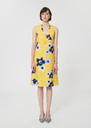 Robe Raffia jaune imprimé fleurs en lin et coton Mimosa TARA JARMON