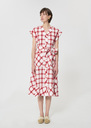 Robe Rosina rouge à carreaux en coton Cerise TARA JARMON