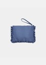 Pochette Sabrina bleu ciel en satin duchesse Anis, Horizon, Mimosa TARA JARMON