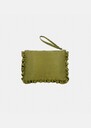 Pochette Sabrina vert en satin duchesse Anis, Horizon, Mimosa TARA JARMON