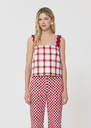 Top Thaddeo rouge à carreaux en coton Cerise TARA JARMON