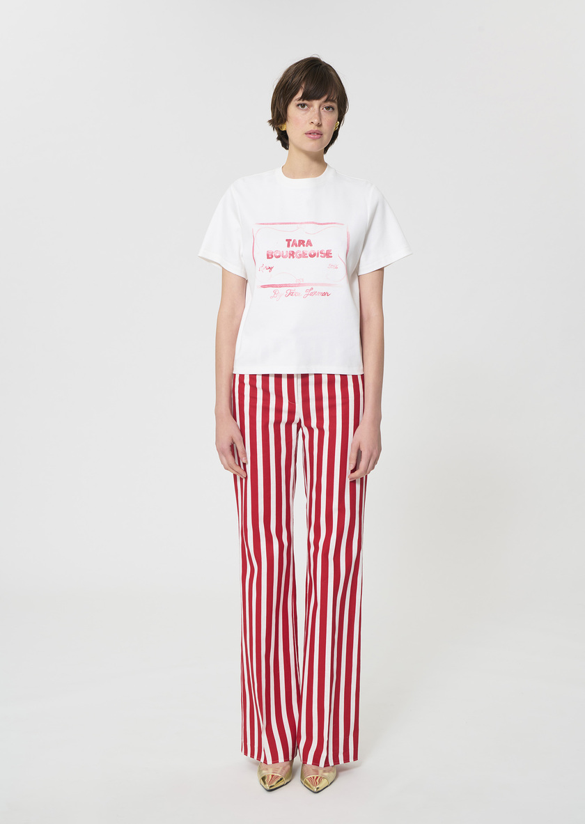 T-shirt Tarabow blanc imprimé en coton Blanc TARA JARMON