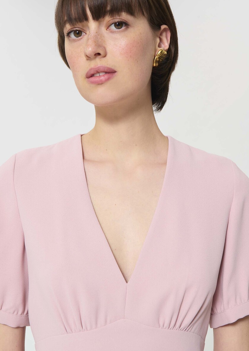 Top Tessa rose pâle en crêpe fluide Blush TARA JARMON