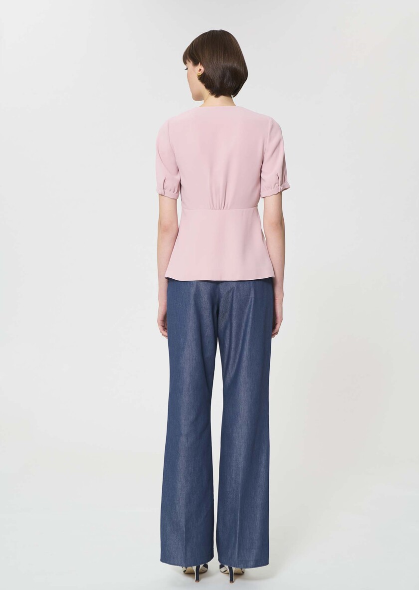 Top Tessa rose pâle en crêpe fluide Blush TARA JARMON