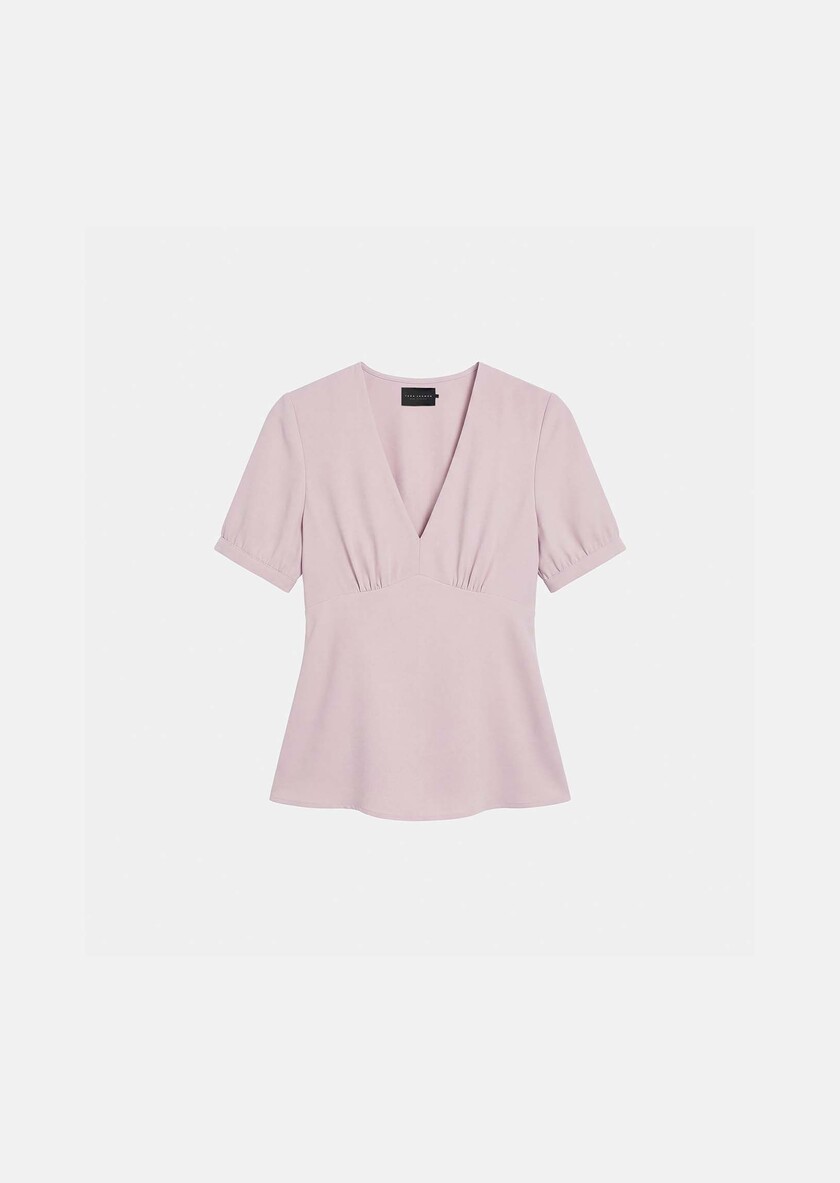 Top Tessa rose pâle en crêpe fluide Blush TARA JARMON