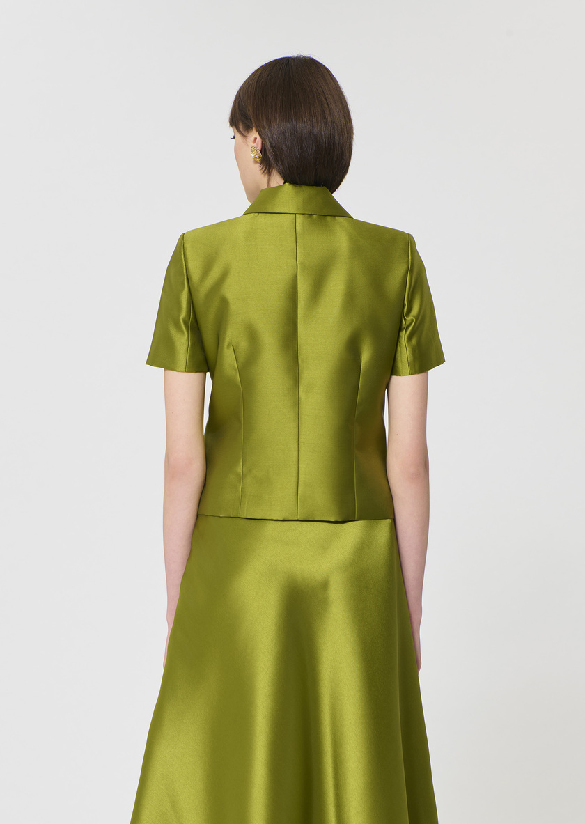 Veste Victoire verte en satin duchesse Anis TARA JARMON