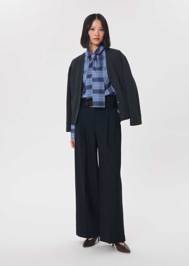 Chemise Christiane bleu nuit à col lavallière Nuit TARA JARMON
