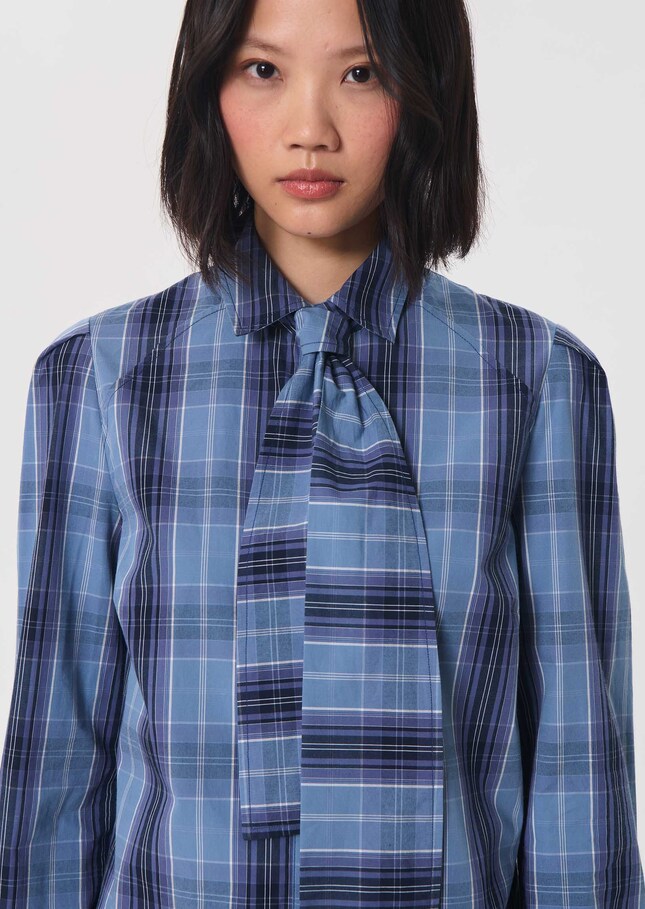 Chemise Christiane bleu nuit à col lavallière Nuit TARA JARMON