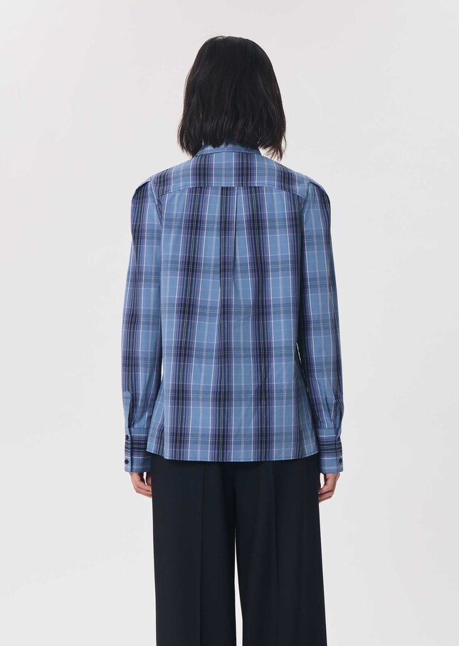 Chemise Christiane bleu nuit à col lavallière Nuit TARA JARMON
