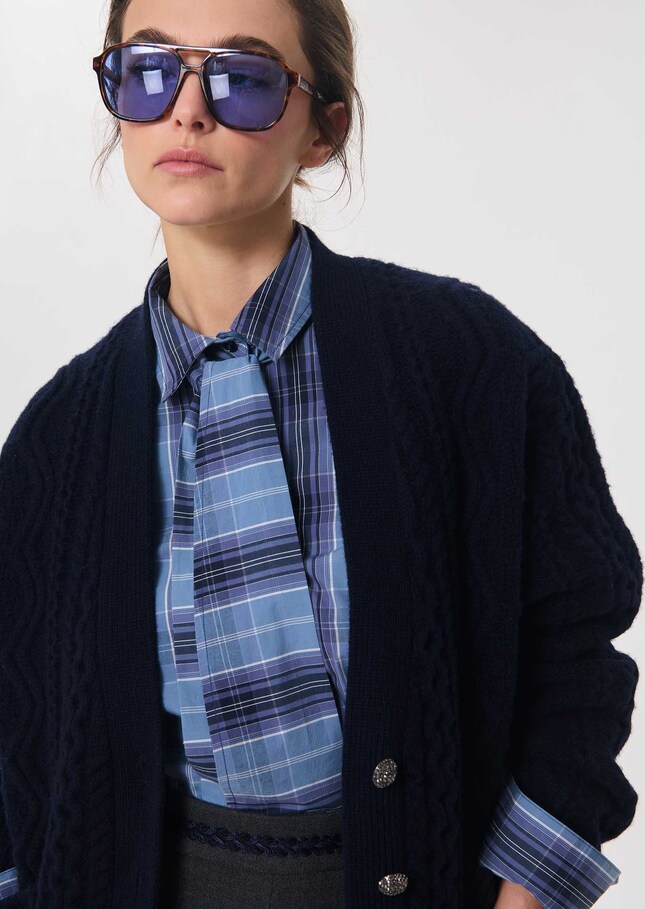 Chemise Christiane bleu nuit à col lavallière Nuit TARA JARMON