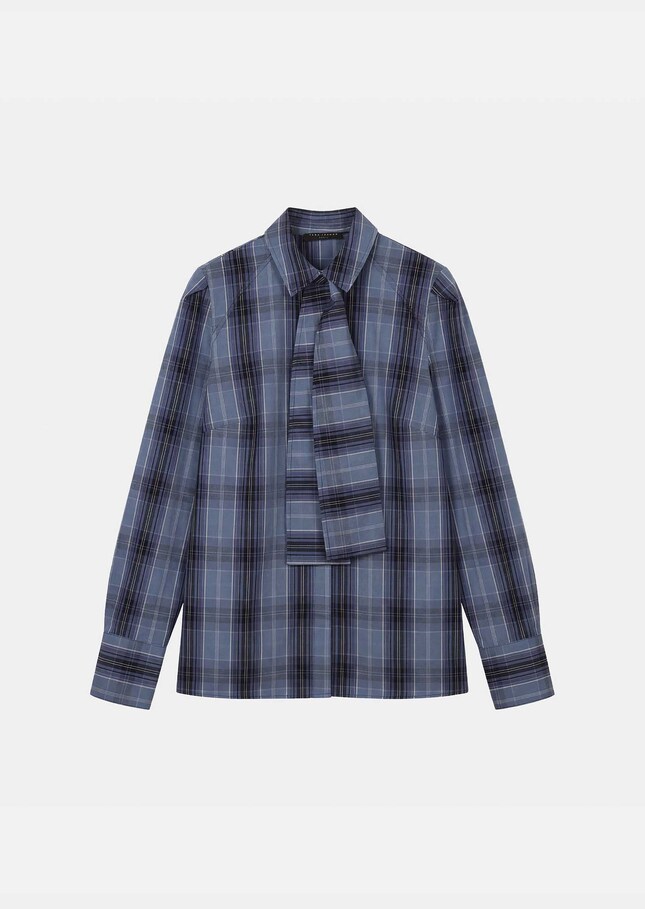 Chemise Christiane bleu nuit à col lavallière Nuit TARA JARMON