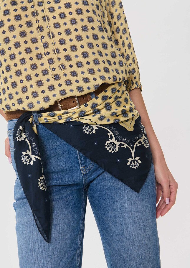 Foulard Ellie vanille à bordure imprimée Vanille TARA JARMON