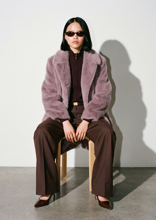 Manteau Maddison violet col rond Violet TARA JARMON