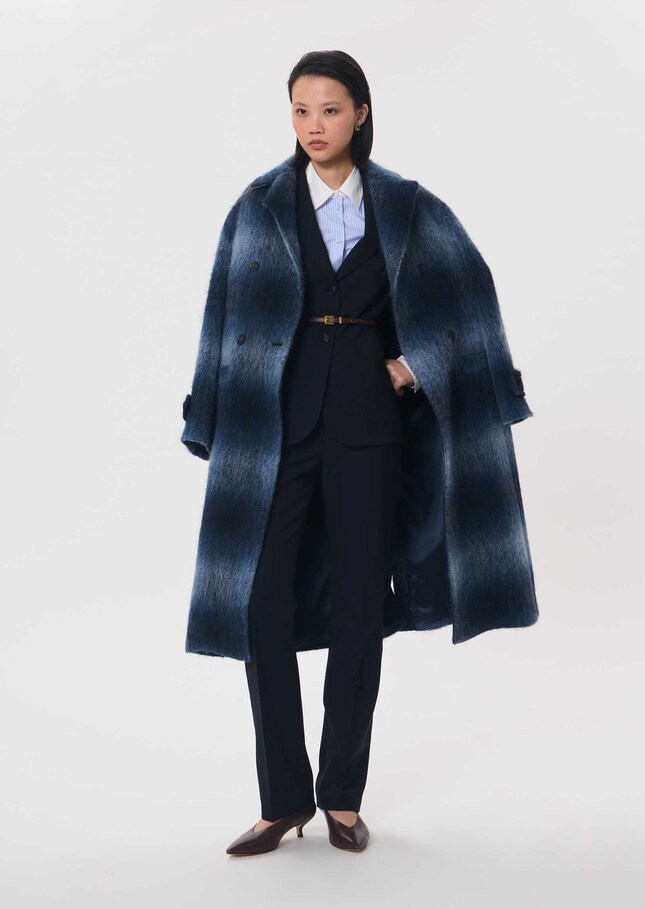 Manteau Marcelle bleu nuit à carreaux Nuit TARA JARMON