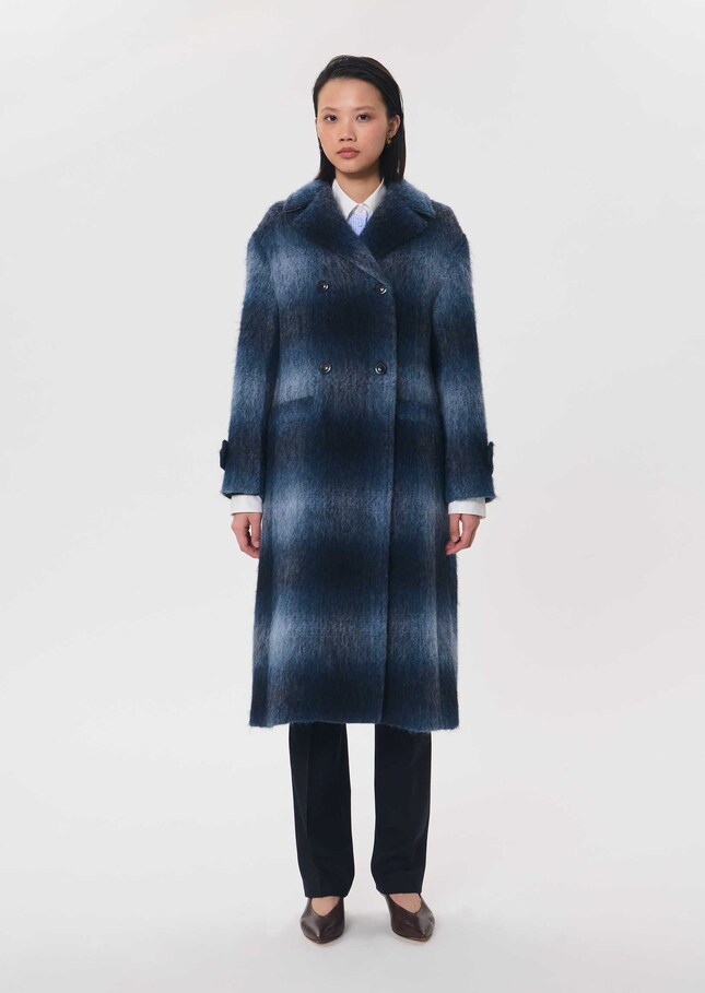 Manteau Marcelle bleu nuit à carreaux Nuit TARA JARMON
