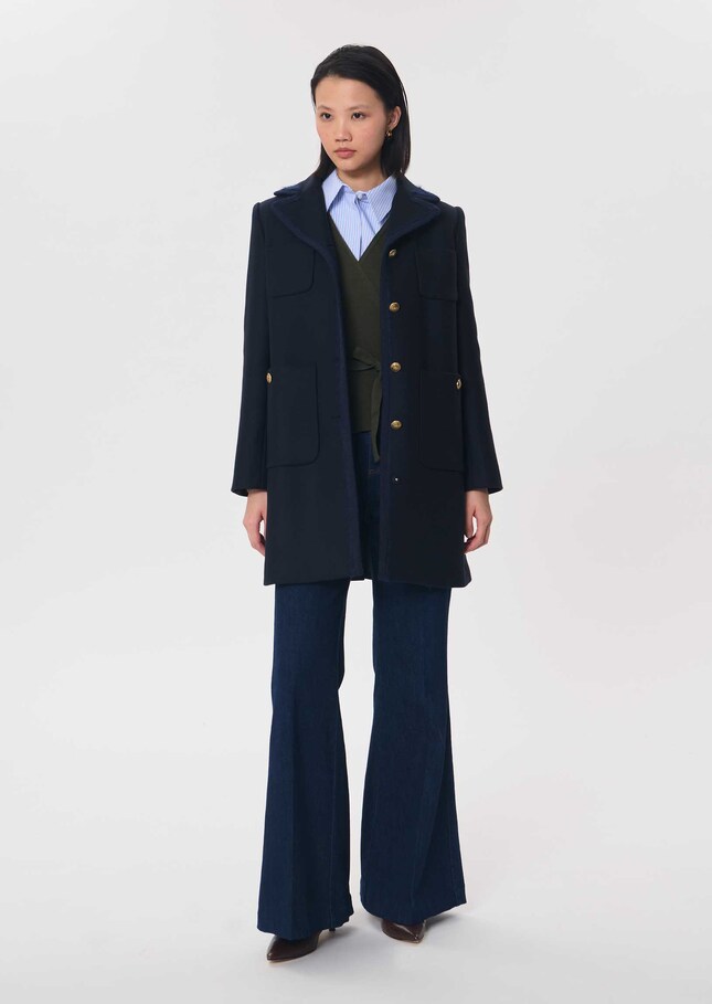 Manteau Morgane bleu nuit à poches plaquées Nuit TARA JARMON
