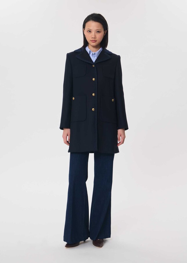 Manteau Morgane bleu nuit à poches plaquées Nuit TARA JARMON