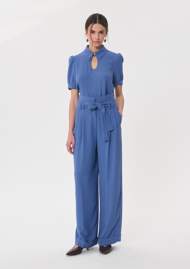 Pantalon Pia bleu denim coupe large Jean TARA JARMON