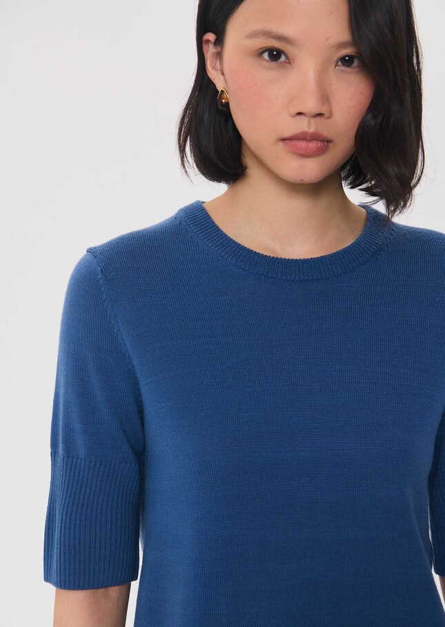 Pull Paoline bleu denim col rond Jean TARA JARMON