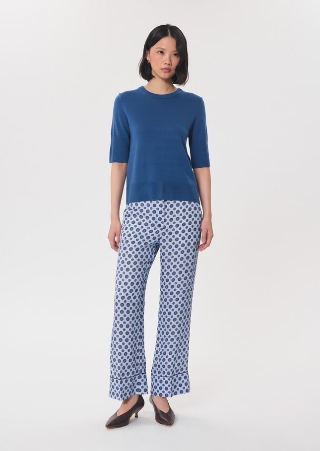 Pull Paoline bleu denim col rond Jean TARA JARMON