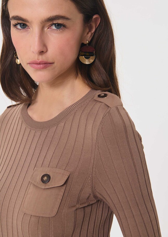 Pull Prisca caramel à poches plaquées Caramel TARA JARMON