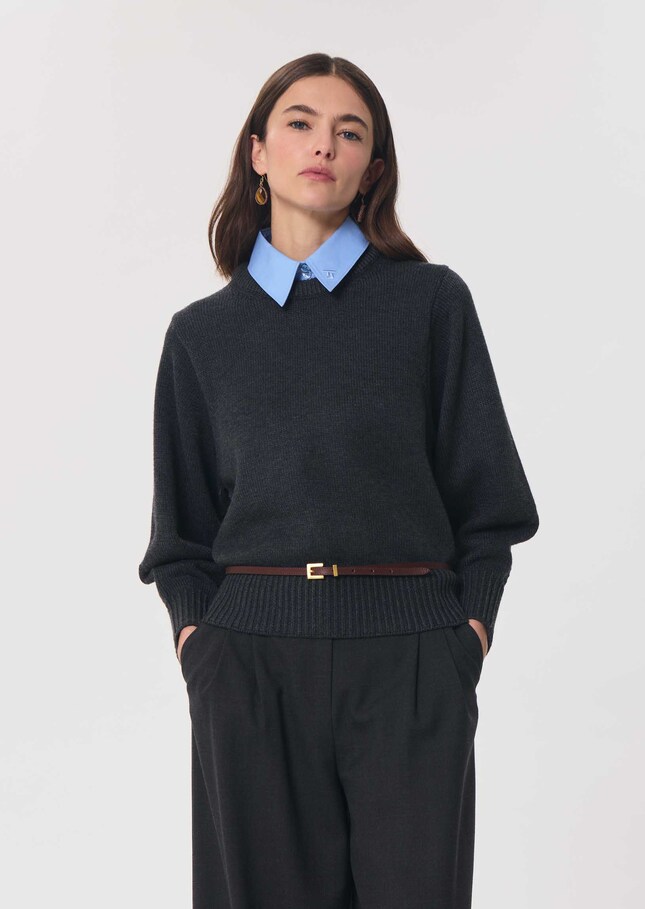 Pull Pollyn gris chiné col rond Gris chine TARA JARMON