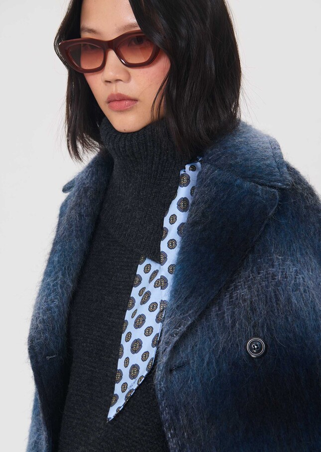 Pull Pilou gris chiné à col roulé Gris chine TARA JARMON