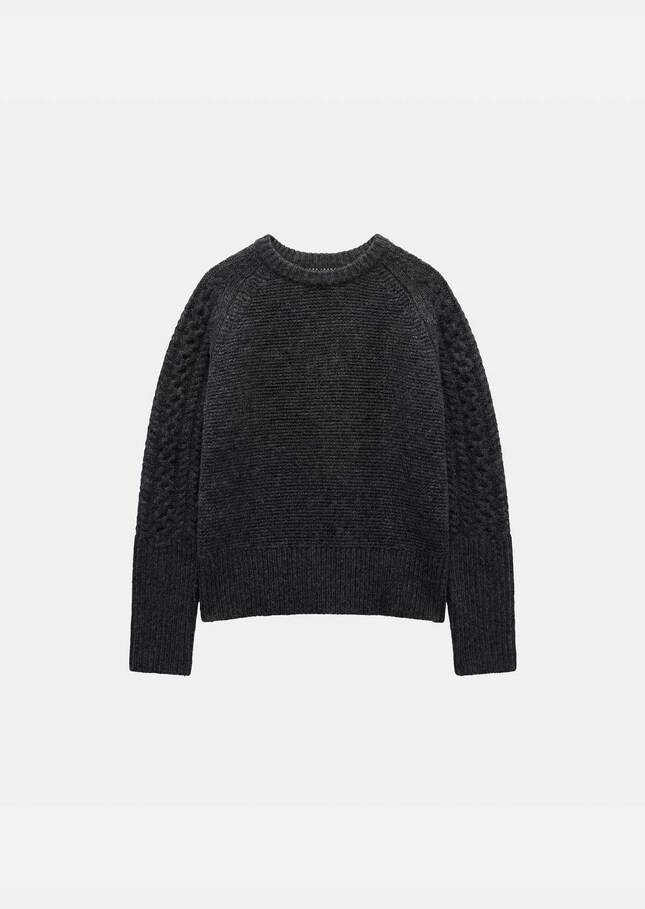 Pull Pilou gris chiné à col roulé Gris chine TARA JARMON