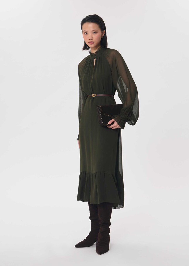 Robe Romana longue kaki fluide Kaki TARA JARMON