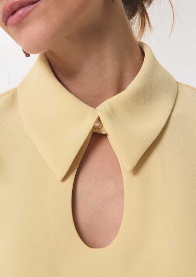 Top Thimotée vanille col chemise noué Vanille TARA JARMON