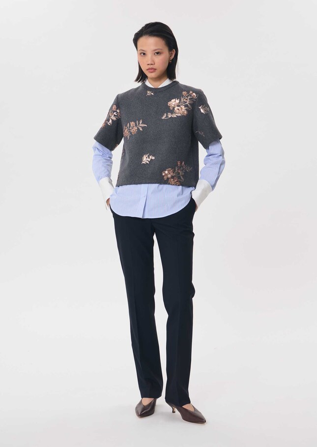 Top Thelma gris chiné fleuri Gris TARA JARMON