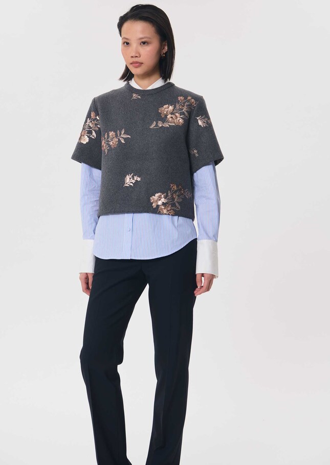 Top Thelma gris chiné fleuri Gris TARA JARMON