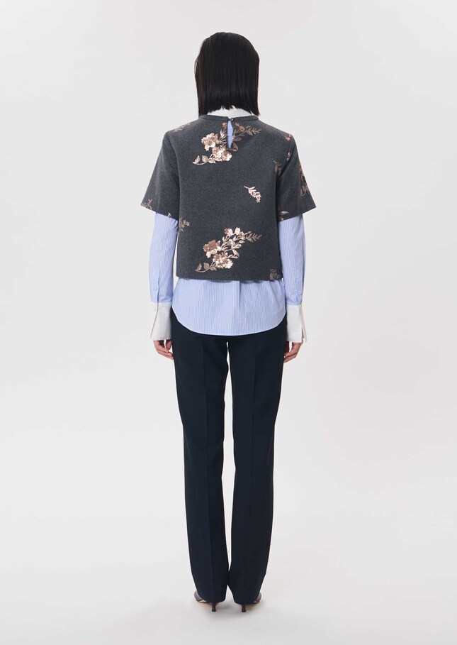 Top Thelma gris chiné fleuri Gris TARA JARMON