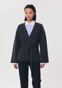 Gilet Gaya gris chiné à nouer Gris chine, Nuit TARA JARMON