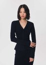 Gilet Gisela bleu nuit à basque Kaki, Nuit TARA JARMON