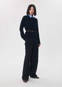 Pull Pilou bleu nuit à col roulé Gris chine, Nuit TARA JARMON