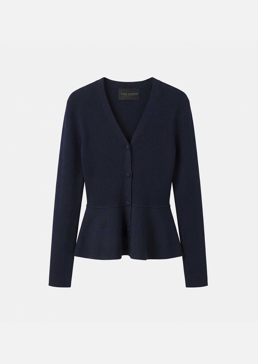 Gilet Gisela bleu nuit à basque Nuit TARA JARMON
