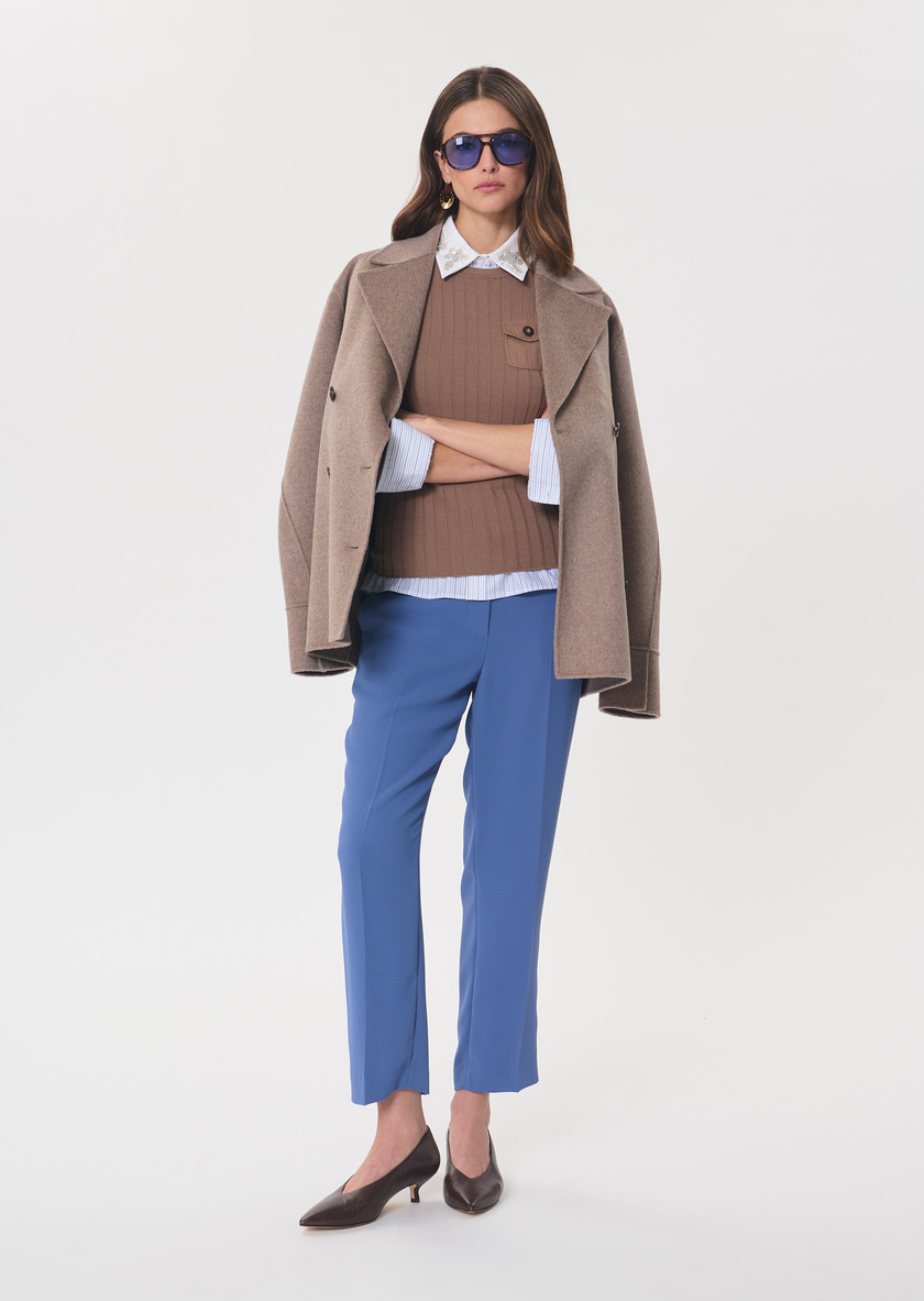 Pantalon Polo bleu denim ajusté à nouer Jean TARA JARMON