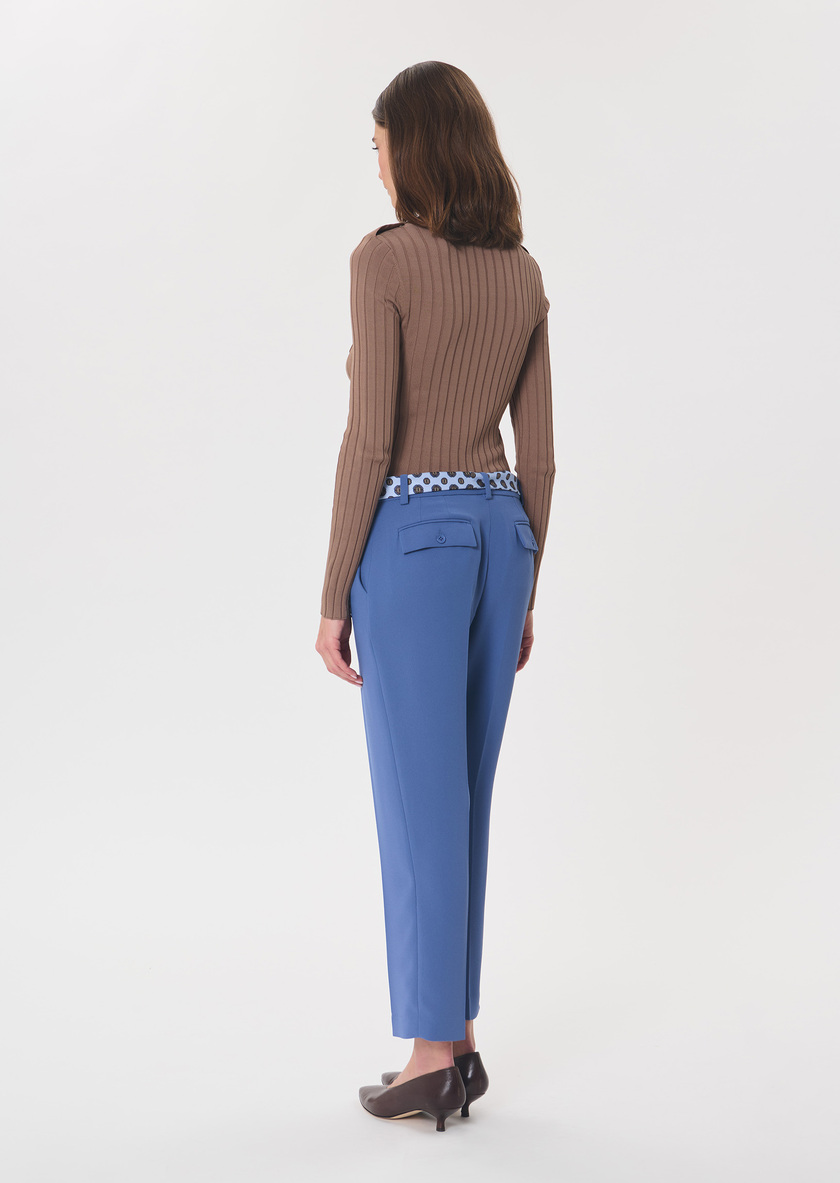 Pantalon Polo bleu denim ajusté à nouer Jean TARA JARMON