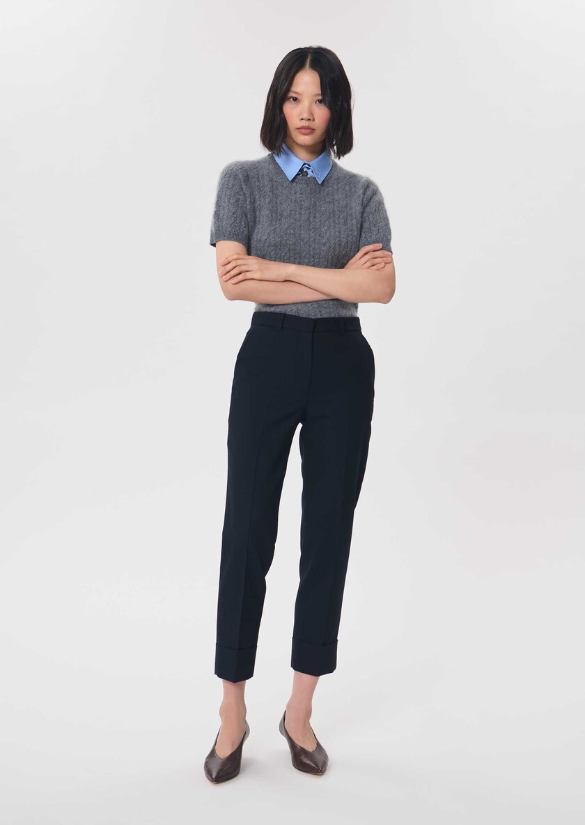 Pantalon Philippa bleu nuit à revers Nuit TARA JARMON