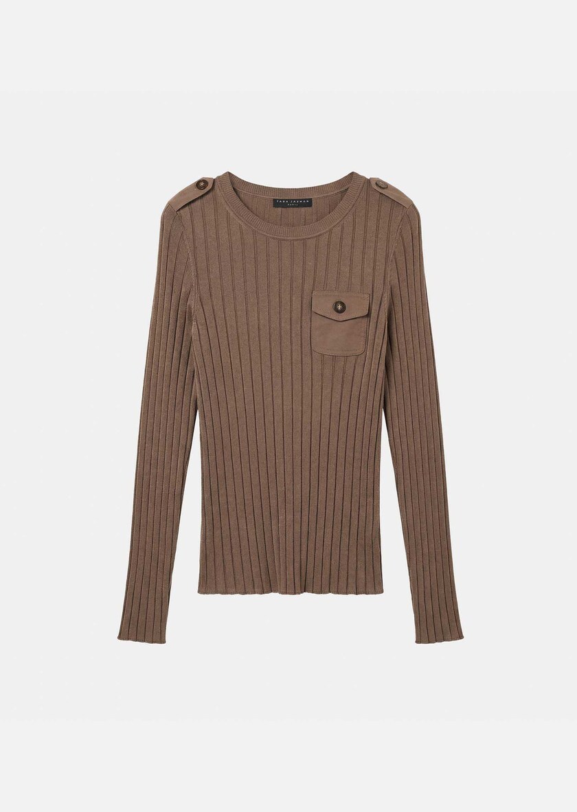 Pull Prisca caramel à poches plaquées Caramel TARA JARMON