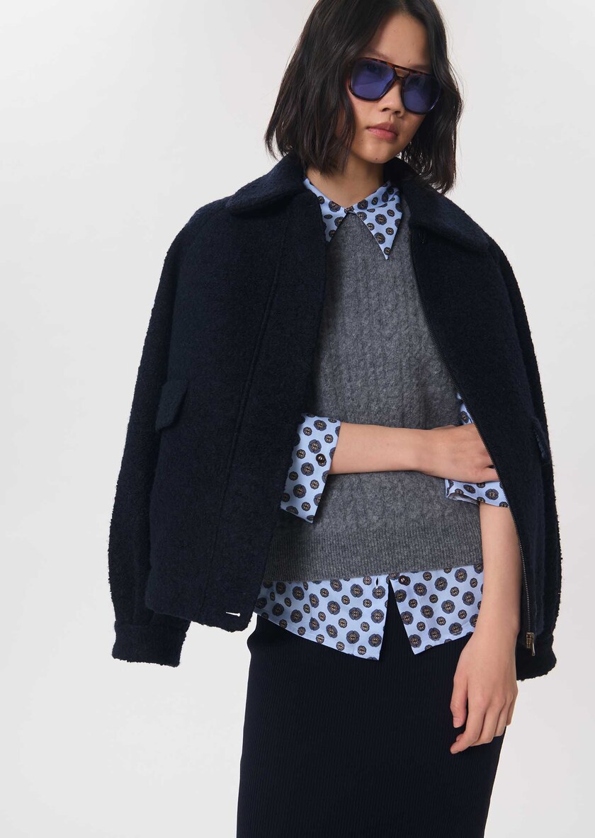 Pull Pamela gris chiné à manches courtes Gris chine TARA JARMON