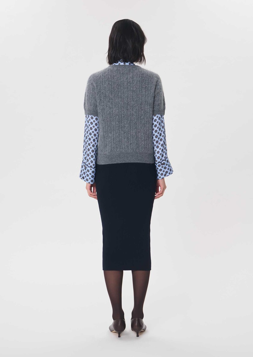Pull Pamela gris chiné à manches courtes Gris chine TARA JARMON