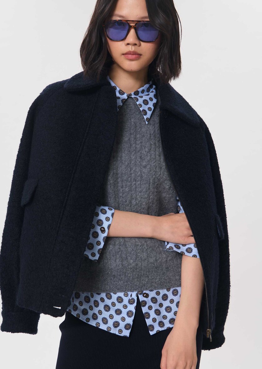 Pull Pamela gris chiné à manches courtes Gris chine TARA JARMON
