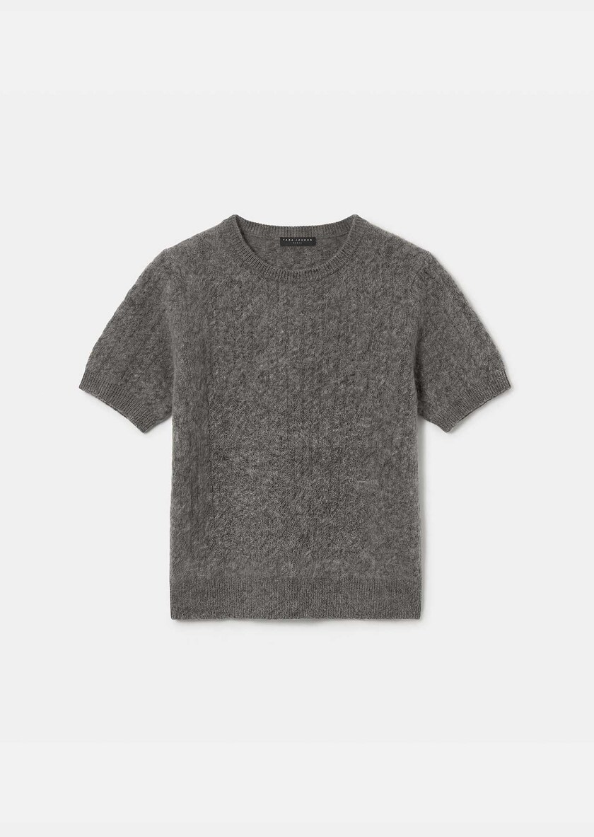 Pull Pamela gris chiné à manches courtes Gris chine TARA JARMON