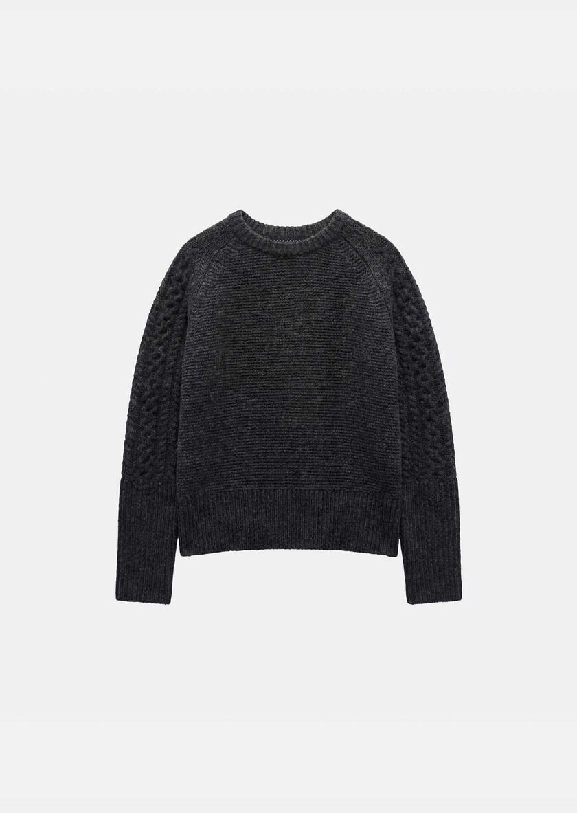 Pull Pilou gris chiné à col roulé Gris chine TARA JARMON